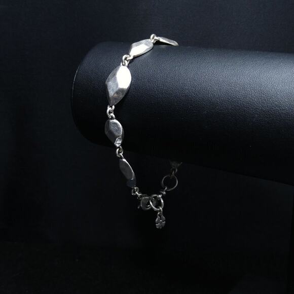 Lucky Brand Silver Tone Link Bracelet Faceted Beads Adjustable 7.5–8.25" - Picture 7 of 8